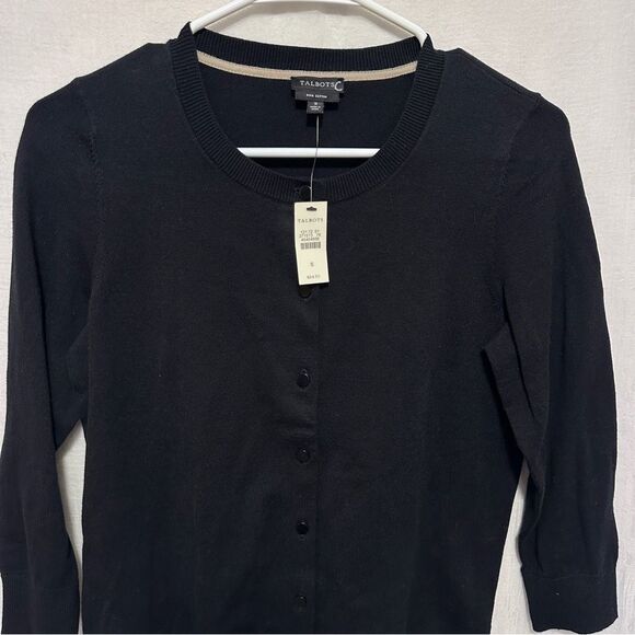 NWT Talbots black Pima cotton button-up cardigan sweater size small - Picture 6 of 8